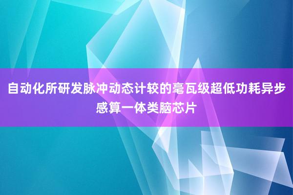 自动化所研发脉冲动态计较的毫瓦级超低功耗异步感算一体类脑芯片