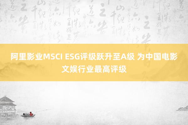 阿里影业MSCI ESG评级跃升至A级 为中国电影文娱行业最高评级