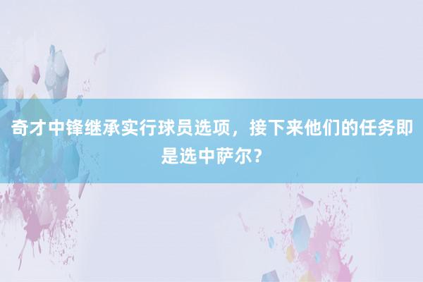 奇才中锋继承实行球员选项，接下来他们的任务即是选中萨尔？