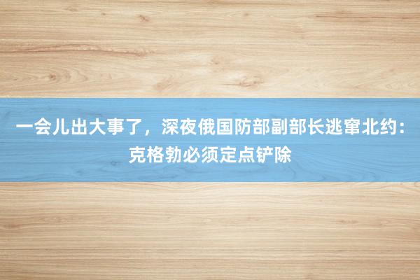 一会儿出大事了，深夜俄国防部副部长逃窜北约：克格勃必须定点铲除