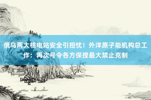 俄乌两大核电站安全引担忧！外洋原子能机构总工作：再次号令各方保捏最大禁止克制