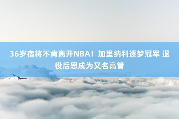 36岁宿将不肯离开NBA！加里纳利逐梦冠军 退役后思成为又名高管