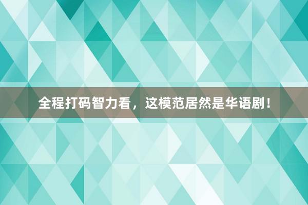 全程打码智力看，这模范居然是华语剧！