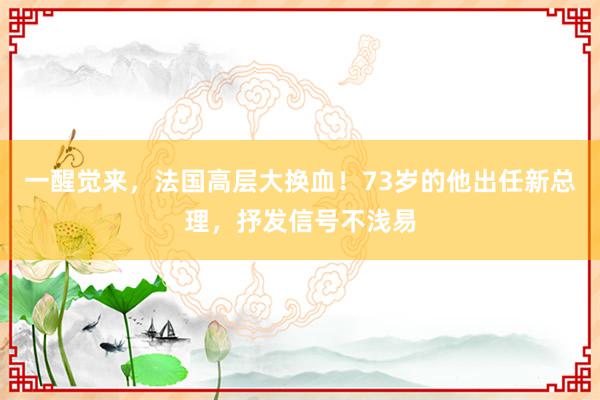 一醒觉来，法国高层大换血！73岁的他出任新总理，抒发信号不浅易