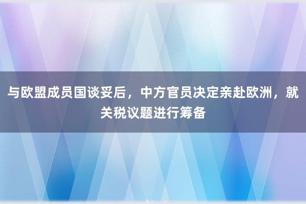 与欧盟成员国谈妥后，中方官员决定亲赴欧洲，就关税议题进行筹备