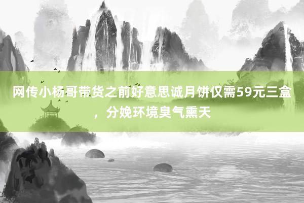 网传小杨哥带货之前好意思诚月饼仅需59元三盒，分娩环境臭气熏天