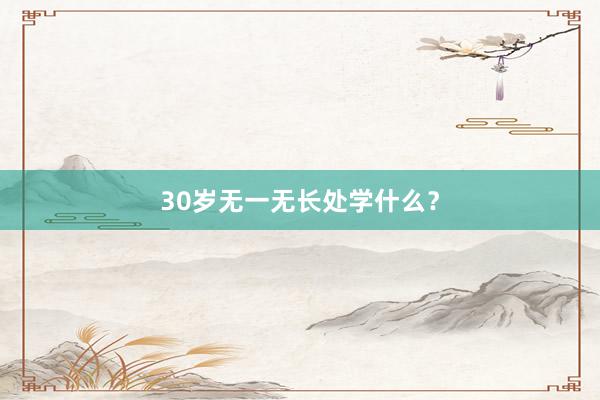 30岁无一无长处学什么？