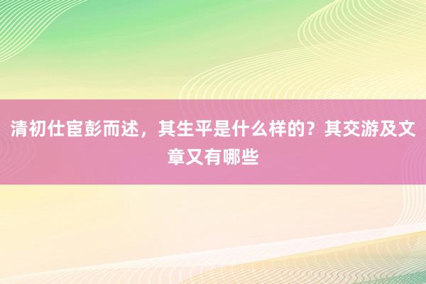 清初仕宦彭而述，其生平是什么样的？其交游及文章又有哪些