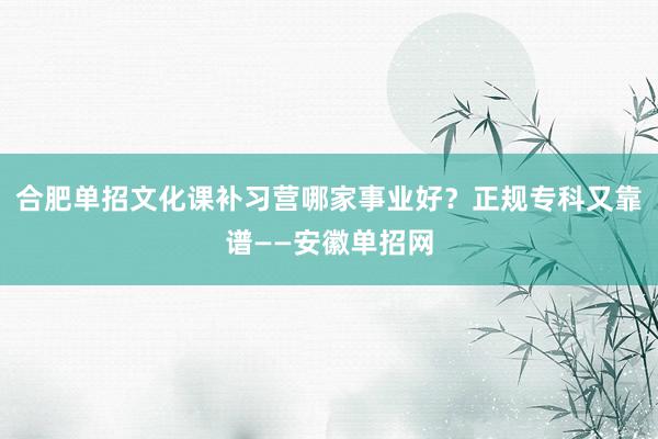 合肥单招文化课补习营哪家事业好？正规专科又靠谱——安徽单招网